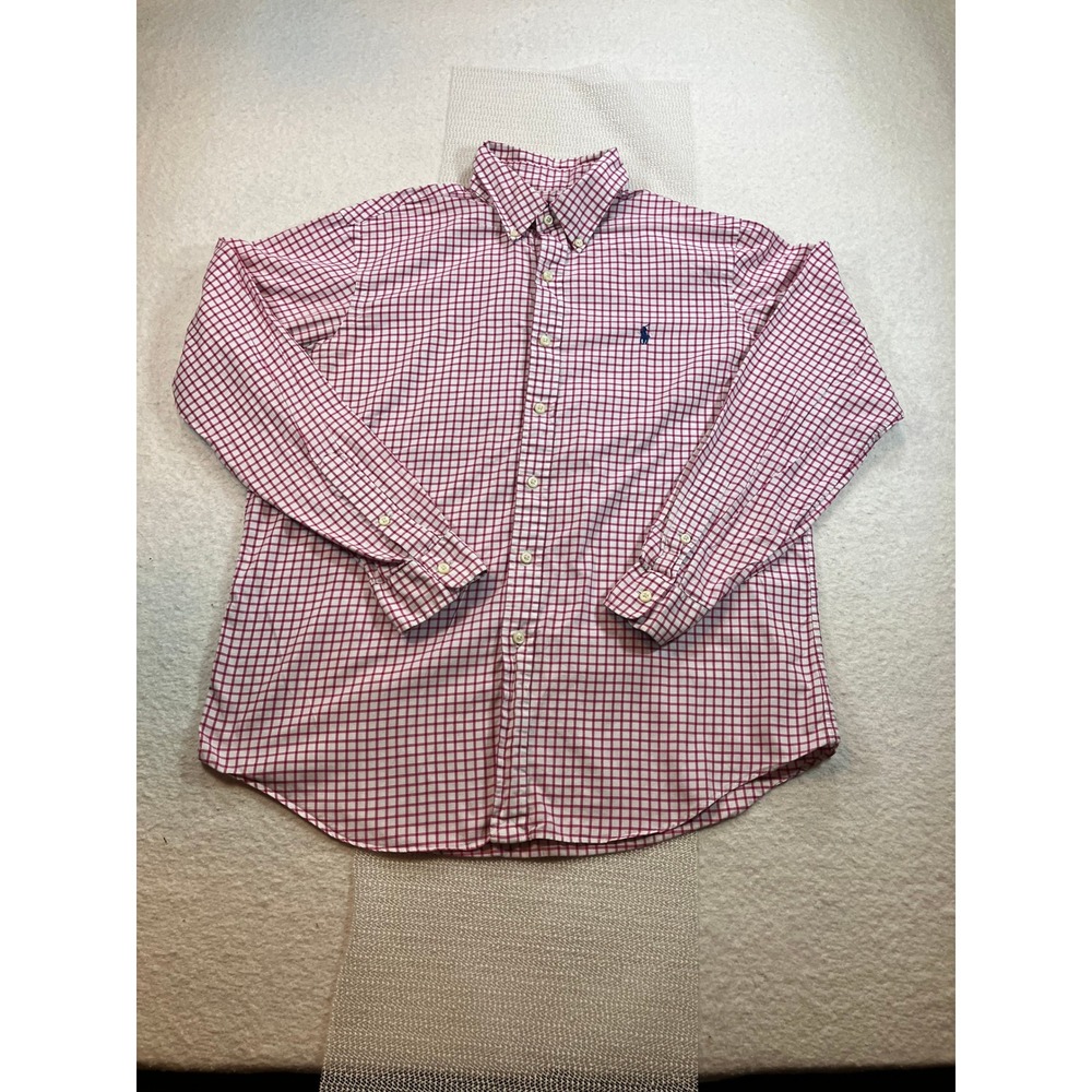 Polo Ralph Lauren Mens Large‎ Red White Blue Check Button Down Shirt Classic Fit